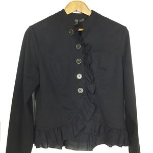 Black Ruffles Jacket Mandarin Collar Serenade NY